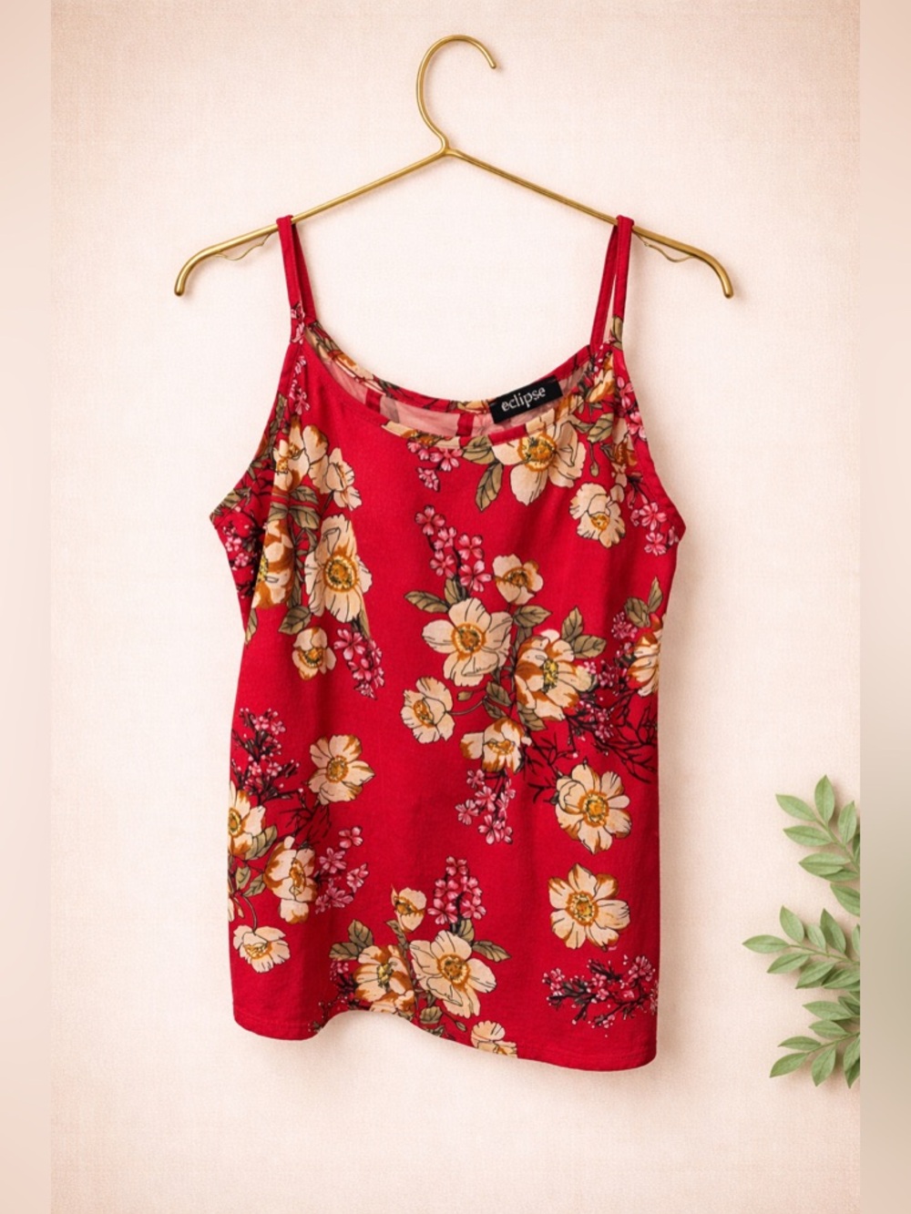 Eclipse Red Floral Camisole – Adjustable Straps | Size XL